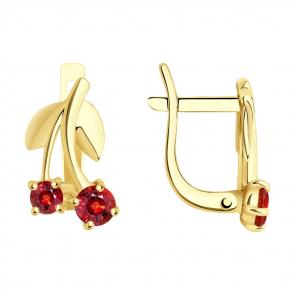 Серьги из лимонного золота SOKOLOV с рубиновым корундом 026689-2 фото