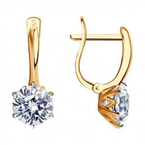 Золотые серьги SOKOLOV с фианитом 026704 фото