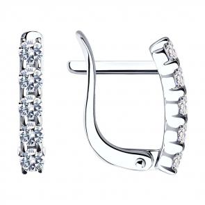 Серьги из белого золота SOKOLOV с фианитом 026808-3 фото