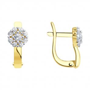 Серьги из лимонного золота SOKOLOV с фианитом 026810-2 фото
