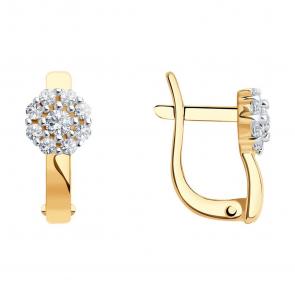 Золотые серьги SOKOLOV с фианитом 026810 фото