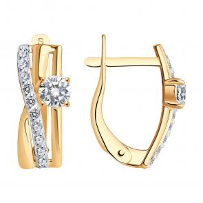 Золотые серьги SOKOLOV с фианитом 026816 фото