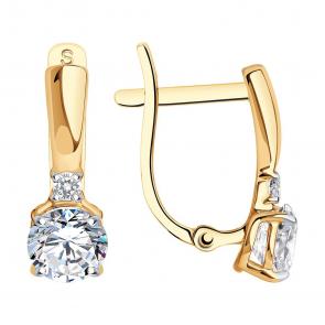 Золотые серьги SOKOLOV с фианитом 026826 фото