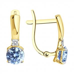 Серьги из лимонного золота SOKOLOV с фианитом 026827-2 фото