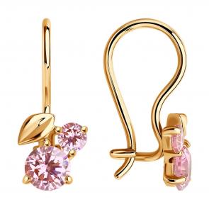 Золотые серьги SOKOLOV с фианитом 026837 фото