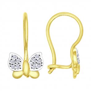 Серьги из лимонного золота SOKOLOV с фианитом 026865-2 фото