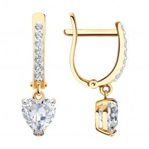 Золотые серьги SOKOLOV с фианитом 026901 фото