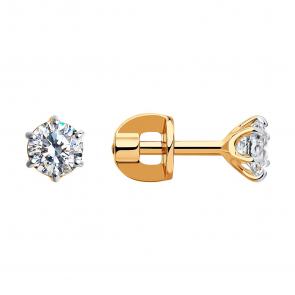 Золотые серьги SOKOLOV с фианитом 026933 фото