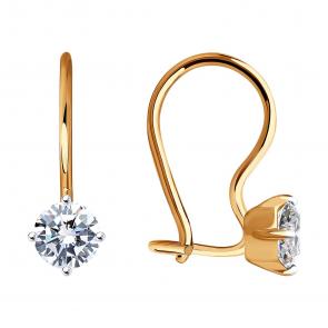 Золотые серьги SOKOLOV с фианитом 026946 фото