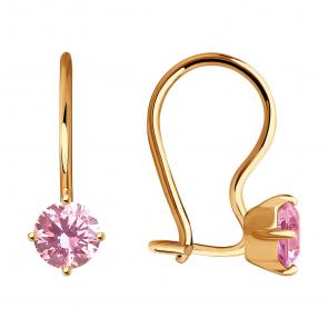 Золотые серьги SOKOLOV с фианитом 026947 фото