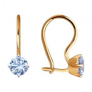 Золотые серьги SOKOLOV с фианитом 026948 фото