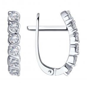 Серьги из белого золота SOKOLOV с фианитом 026958-3 фото