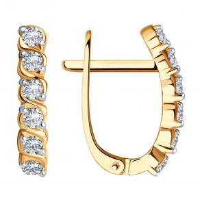 Золотые серьги SOKOLOV с фианитом 026958 фото