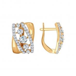 Золотые серьги SOKOLOV с фианитом 026965 фото