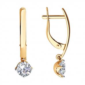 Золотые серьги SOKOLOV с фианитом 027002 фото