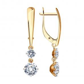 Золотые серьги SOKOLOV с фианитом 027003 фото