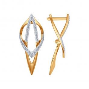 Золотые серьги SOKOLOV с фианитом 027019 фото