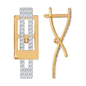 Золотые серьги SOKOLOV с фианитом 027021 фото