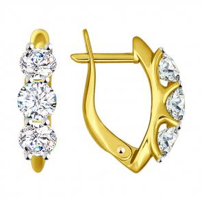 Серьги из лимонного золота SOKOLOV с фианитом 027115-2 фото