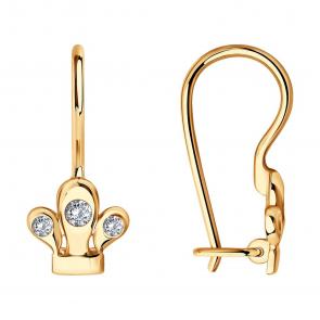 Золотые серьги SOKOLOV с фианитом 027117 фото