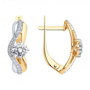 Золотые серьги SOKOLOV с фианитом 027122 фото