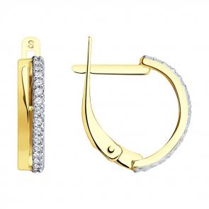 Серьги из лимонного золота SOKOLOV с фианитом 027125-2 фото