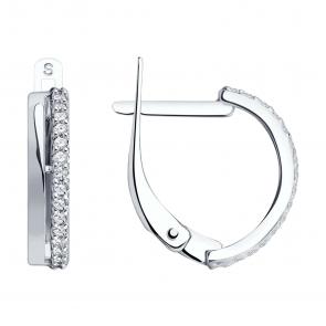 Серьги из белого золота SOKOLOV с фианитом 027125-3 фото