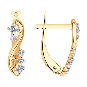 Золотые серьги SOKOLOV с фианитом 027144 фото