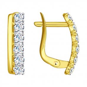 Серьги из лимонного золота SOKOLOV с фианитом 027146-2 фото