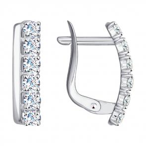 Серьги из белого золота SOKOLOV с фианитом 027146-3 фото