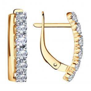 Золотые серьги SOKOLOV с фианитом 027146 фото