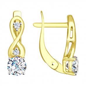 Серьги из лимонного золота SOKOLOV с фианитом 027147-2 фото