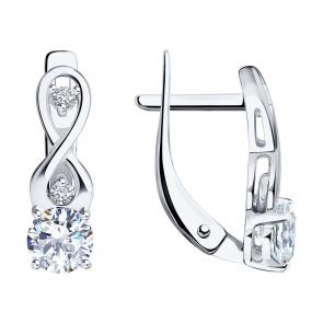 Серьги из белого золота SOKOLOV с фианитом 027147-3 фото