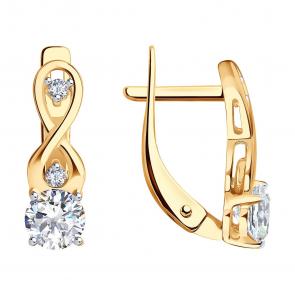 Золотые серьги SOKOLOV с фианитом 027147 фото