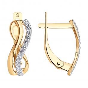 Золотые серьги SOKOLOV с фианитом 027155 фото