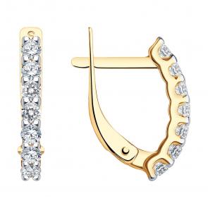 Золотые серьги SOKOLOV с фианитом 027167 фото