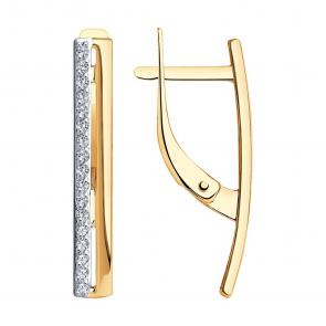 Золотые серьги SOKOLOV с фианитом 027168 фото