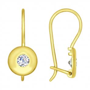 Серьги из лимонного золота SOKOLOV с фианитом 027175-2 фото