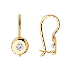 Золотые серьги SOKOLOV с фианитом 027175 фото