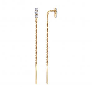 Золотые серьги SOKOLOV с фианитом 027183 фото