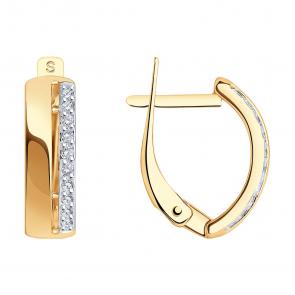 Золотые серьги SOKOLOV с фианитом 027186 фото