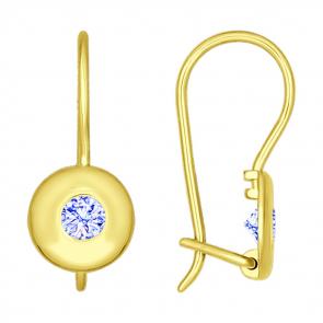 Серьги из лимонного золота SOKOLOV с фианитом 027223-2 фото