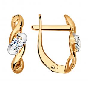 Золотые серьги SOKOLOV с фианитом 027232 фото