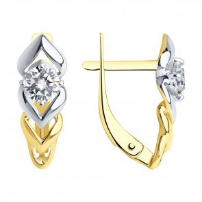 Серьги из лимонного золота SOKOLOV с фианитом 027233-2 фото