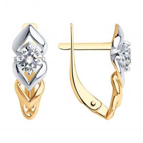 Золотые серьги SOKOLOV с фианитом 027233 фото