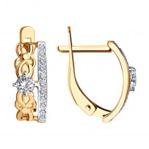 Золотые серьги SOKOLOV с фианитом 027235 фото