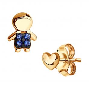 Золотые серьги SOKOLOV с фианитом 027239 фото