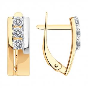 Золотые серьги SOKOLOV с фианитом 027246 фото