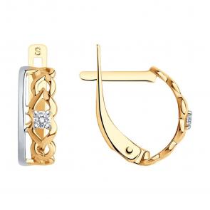 Золотые серьги SOKOLOV с фианитом 027250 фото