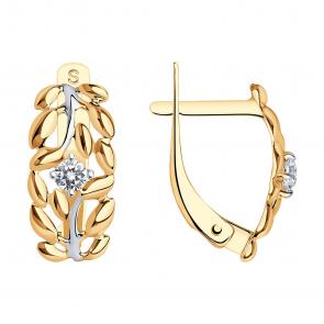 Золотые серьги SOKOLOV с фианитом 027254 фото